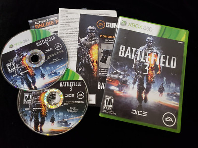 Battlefield 3 (Xbox 360, 2011), Complete 2 Discs w/ Manual CIB, TESTED VG!