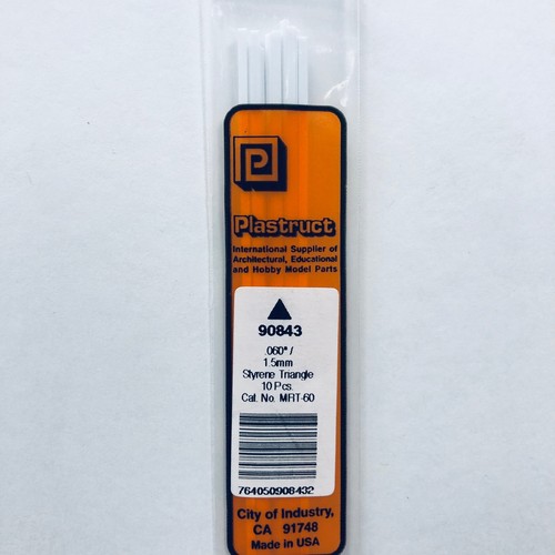 Varilla triangular de estireno Plastruct 10 pulgadas 25,4 cm .060 pulgadas .15 cm paquete (10) 90843 | Zustand: New
