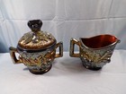 Northwood Amethyst Carnival Glass Acorn Burrs Creamer & Covered Sugar Bowl Set