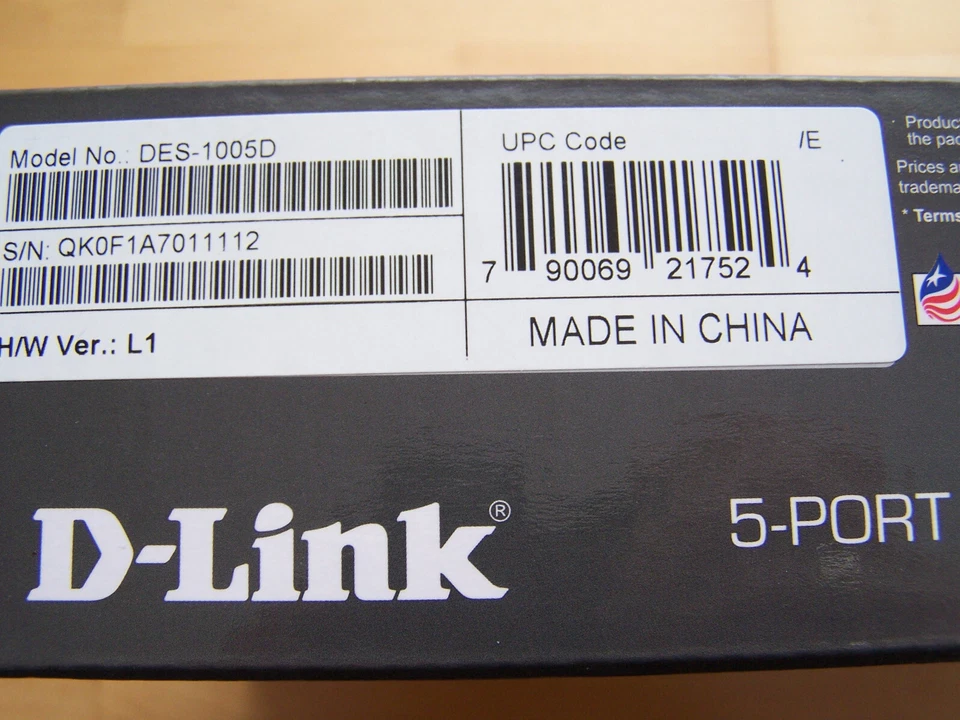 D-Link DES-1005D 5-Port Layer2 Fast Ethernet Switch Kunststoff (RJ-45), neu OVP - Bild 3 von 4