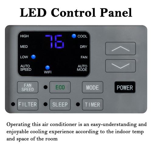14000 BTU Window Air Conditioner Cool up to 700sp.ft w/Remote, Wifi, Install Kit - Picture 8 of 11