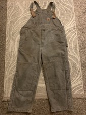 Carhartt Double Knee Canvas Bib Overalls Mens Sz 48x30 Brown/olive R27 CHT