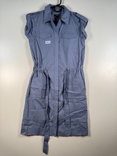 BNWT Talbot Womens Button Up Epaullettes Belted Shirt Dress Blue Sz 6 Petite