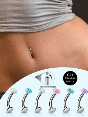 G23 Titanium 14G Internally Threaded Floating Belly Button Ring Navel Piercing