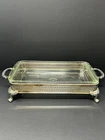 Vintage WM Roger’s Silver Plate Footed Casserole Dish Caddy Pyrex Casserole A1