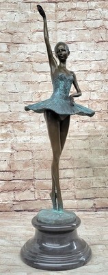 Graceful Bronze Ballerina Sculpture - Home Office Decoration by Miguel Lopez