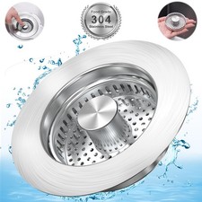 Upgraded 3 in 1 Kitchen Sink Drain Strainer Stopper, Brushed Stainless Steel SUS