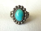 Vintage Native American Southwestern Silver Turquoise Ring ~ Size 4.5