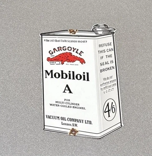 VINTAGE 12” MOBIL OIL CAN GARGOYLE PORCELAIN SIGN CAR GAS OIL TRUCK MOTORCYCLE