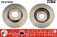 Bremsscheibe TRW Automotive DF4760S FüR OE 7L6 615 302 E - 7L6 615 302 E