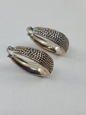 Sterling Silver Textured Dimple Hoop Earrings 1-1/4" Inch 