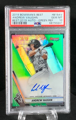 Andrew Vaughn 2019 Bowmans Best Green Refractor AUTO # B19AV  Ser # /99  PSA 10