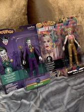 DC Comics The JOKER & HARLEY QUINN 7.5” Figure Set Bendyfigs Noble Collection