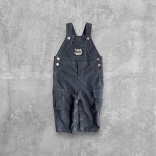 Carter's Baby Boys Raccoon Cargo Bib Overalls Blue Gray Corduroy Size 12M