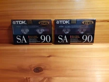 Lot of Two TDK SA 90 Cassette Tapes, Type II, High Bias, New Unopened Packages