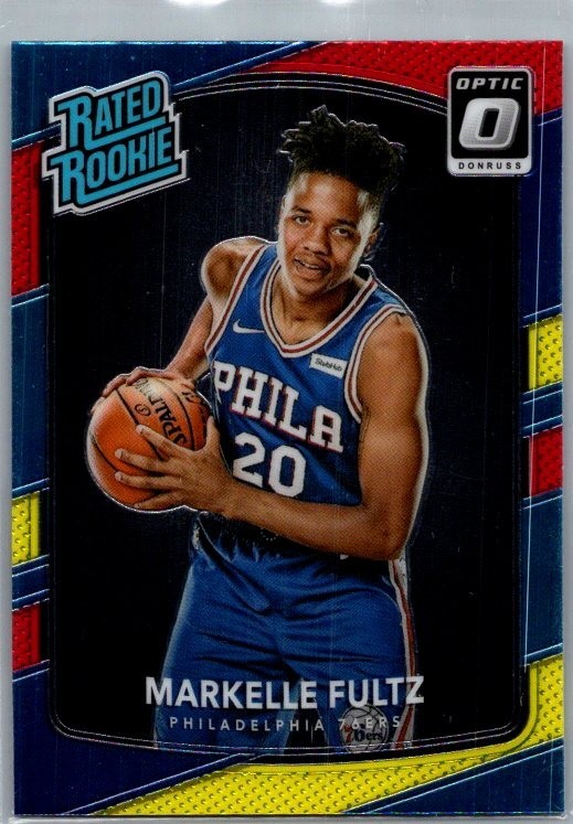 2017-18 Donruss Optic Markelle Fultz Red and Yellow Rookie RC #200 76ers