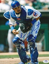GEOVANY SOTO CHICAGO CUBS  NL ROY 08  PSA AUTHENTICATED  ACTION SIGNED 8x10
