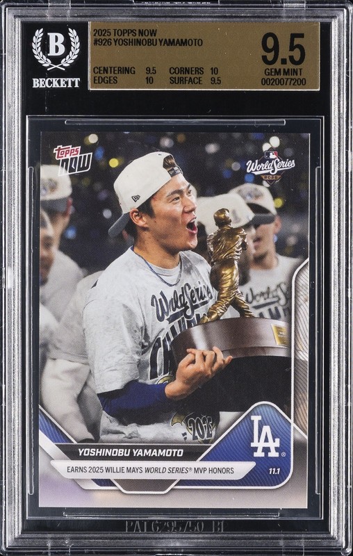 2025 TOPPS NOW #926 YOSHINOBU YAMAMOTO BGS 9.5