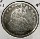 1839 Seated Liberty Half Dollar 50c Silver Coin 1/2 Dollar - VF Detail Plugged
