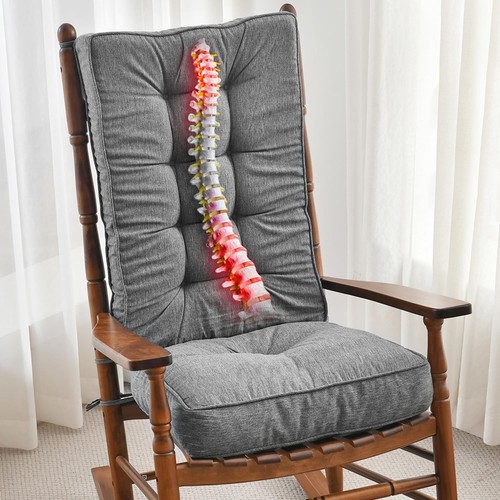 Memory Foam Jumbo Rocking Chair Cushions, FadeShield Water Resistant Non Slip...