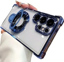 Samsung Galaxy S26 Ultra Clear Case with Magnetic Ring Stand, Shockproof Plating