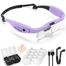 Magnifying Glass with Light 1.5X to 5.0X, Rechargeable Magnifying Glasses Hea...