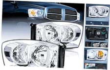 2007 2008 2009 Dodge Ram Headlight Assembly 2 Chrome Housing +Clear Reflector