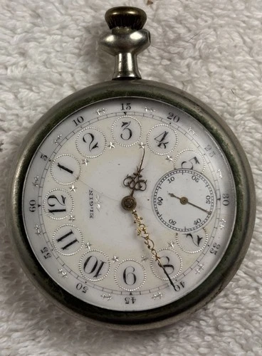 Antique 1897 Elgin 7 Jewel Pocket Watch W/Gold Inlaying Grade 151 Model 6-Parts