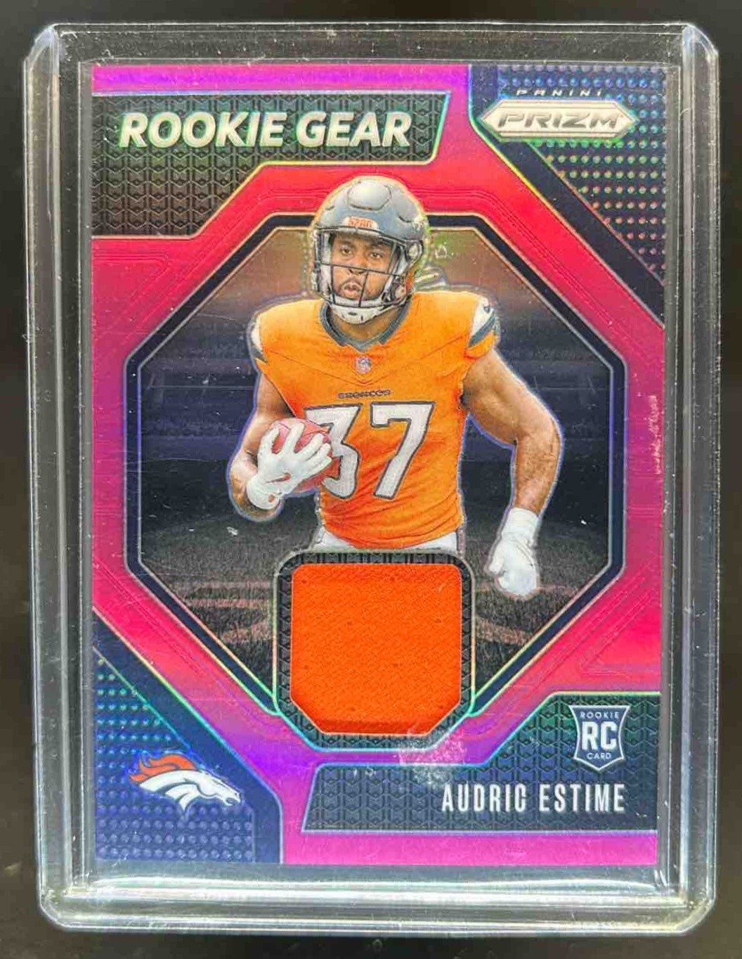 2024 Prizm Audric Estime Rookie Gear RC Jersey Pink #RG-AEE Broncos