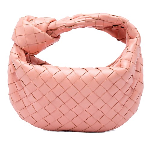 Bottega Veneta Mini Nappa Intrecciato Jodie Pre-Loved Hobo Bag Salmon