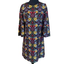 Alice + Olivia Floral Embroidered Shift Dress 6 Boho Festival Fall Party autumn