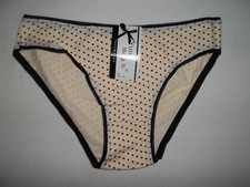 Girls 10-12 polka dot cotton hi-leg bikini panties cream w/black nwt tween