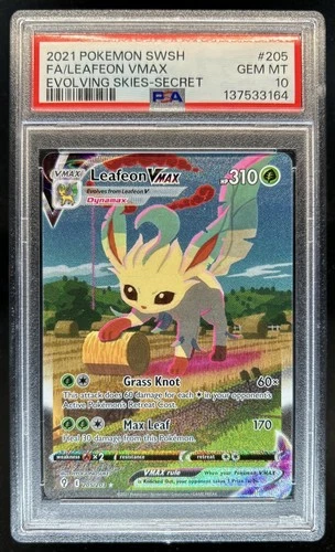 2021 Pokemon SWSH Evolving Skies Leafeon VMAX #205/203 PSA 10 GEM MINT