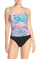 Profile By Gottex Colorblock One-Piece Swimsuit Mallot Black  Print 6D