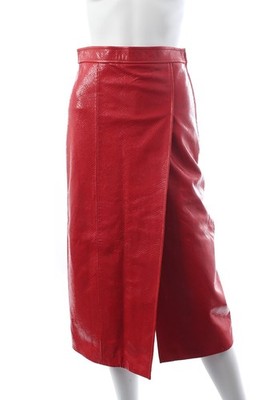 Gucci Love Parade Midirock aus Leder in Krokodilleffekt / Rot / UVP: 2.700,00 £