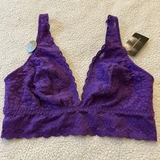 Walcoal Bralette Bra Halo Lace Wireless Racerback J-Hook Purple Sz 38 NWT