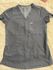 Figs Catarina One-Pocket Top - Heather Denim, Scrub - Size XXS
