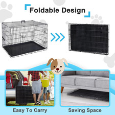 30/36/42 Inch Dog Crate Double Door Folding Metal Dog or Pet Crate Kennel wit...