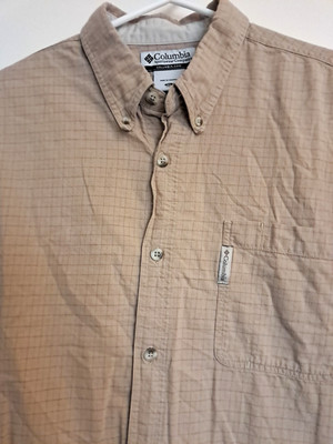 Columbia Gold Beige Long Sleeve Button Down Shirt Men Sz XL Workwear Cabincore