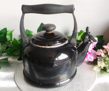 BLACK LE CREUSET STOVE TOP WHISTLING KETTLE WELL USED