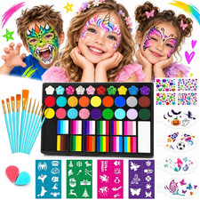 78 Colors Face Painting Kit for Kids with Split Cake, Glitter, Face Paint