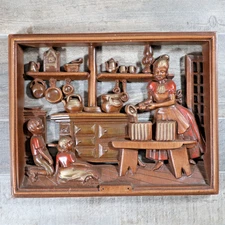 VTG Burwood Products Wall Plaque "Candle Making 1750" Colonial Rustic Decor USA