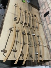 12 Vintage Wood and Metal Clothes Hangers with Metal Clips, Standard Size, Lot