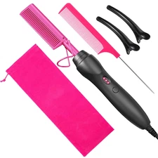 Hot Comb Hair Straightener Pressing Combs - Ceramic Electric Straightening Comb