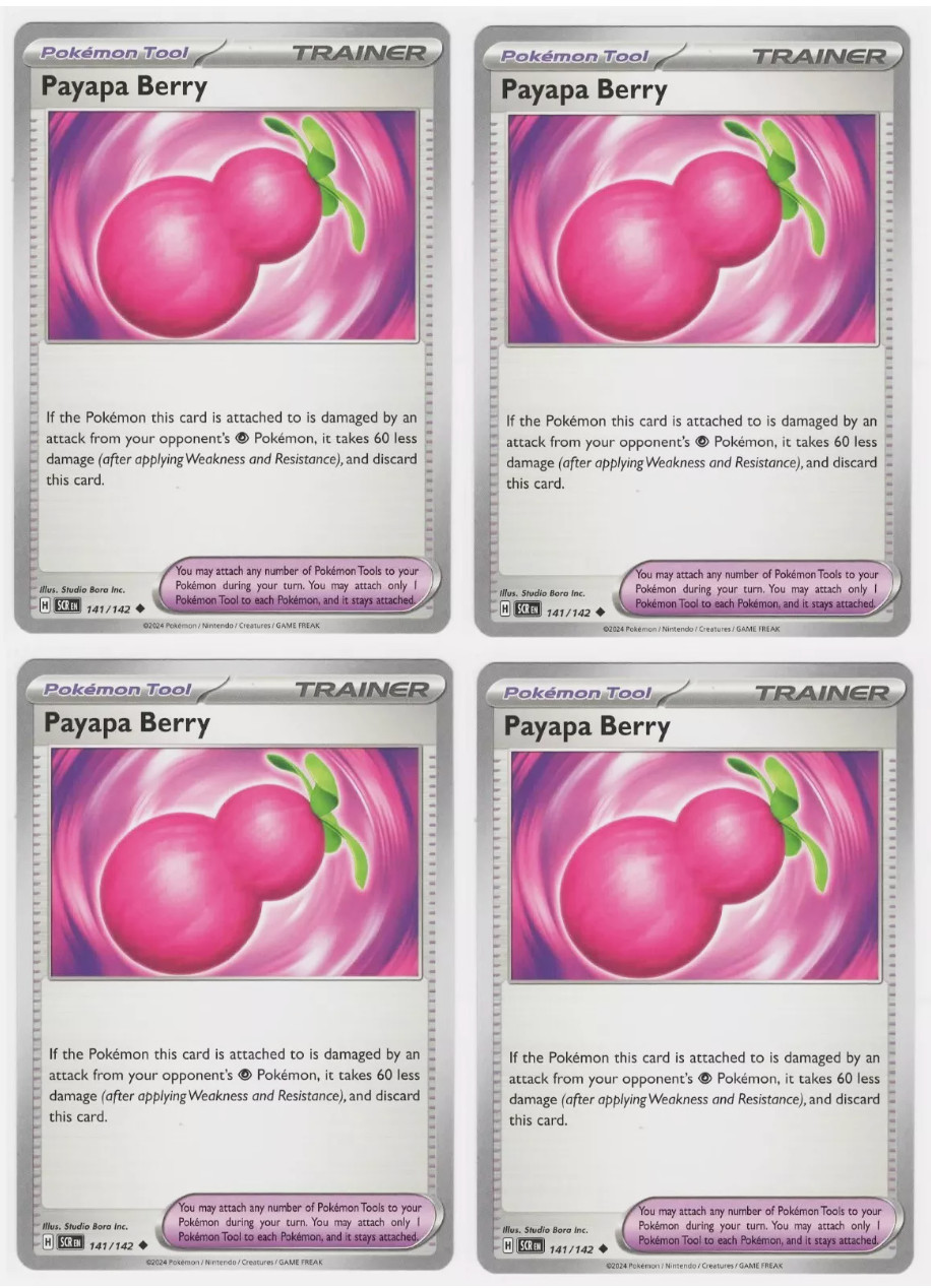 Pokemon -  4X  Payapa Berry - 141/142 - Play Set - Stellar Crown - NM/M