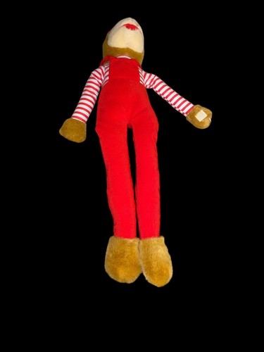 Commonwealth Monkey Stuffed Animal Plush Knee Hugger Vintage Red Corduroy - Picture 10 of 12