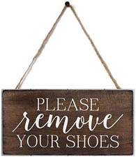 Please Remove Your Shoes Wood Sign for Home Decor Thick Rustic Plaque Board 1...