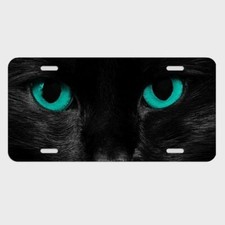 Black Cat Beautiful Eyes License Plate Tag Metal Usa Pet Animal Lover La001