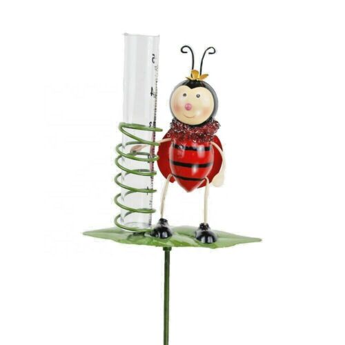 Rain Gauge Garden Metal Stake Ladybug Decorative Outdoor Yard Decor - Picture 1 of 12