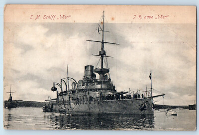 Vienna Austria Postcard S.M. Schiff Steamer Battleship J.R. Nave c1920's